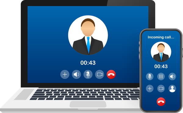 Incoming video call on laptop